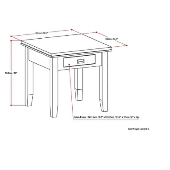 Stratford Solid Wood End Table  - Wyndenhall image {5}