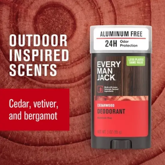 Every Man Jack Cedarwood Men's Natural Deodorant - Aluminum-Free 3oz image {4}