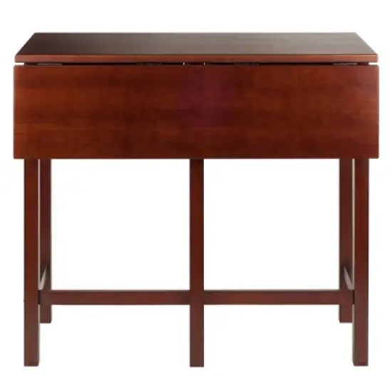 3pc 24" Lynnwood High Drop Leaf Counter Height Extendable Dining Table Set with Saddle Seat Stool Walnut - Winsome image {5}