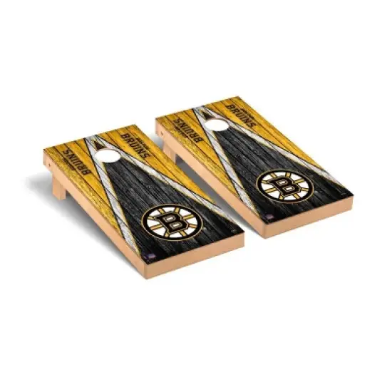NHL Boston Bruins Premium Cornhole Board Weathered Triangle Version image {1}