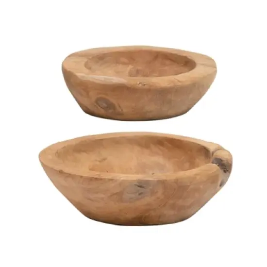 Storied Home Teakwood Bowls, Set of 2 (Each One Will Vary) image {5}
