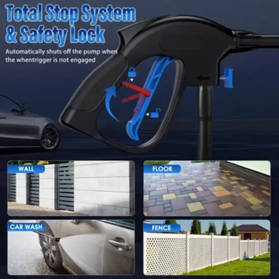 SKONYON Electric Pressure Washer, 2.0 GPM Power Washer with 4 Quick Connect Nozzles, High Pressure Cleaning Machine with Foam Cannon image {4}