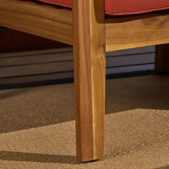 Grenada 5pc Acacia Sectional Sofa Set - Teak/Red - Christopher Knight Home image {4}