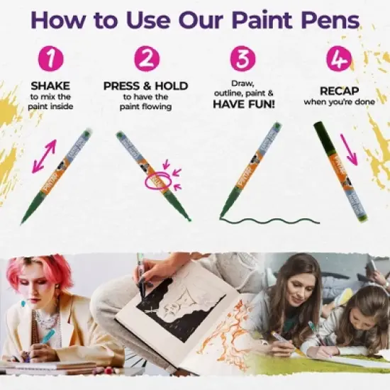 Pintar Earth Tone Paint Pens 0.7MM 20 Pack Marker Set with Extra Fine Tip | Use on Rocks, Canvas, Glass, Ceramics | Quick-Dry Action Tip Markers image {5}