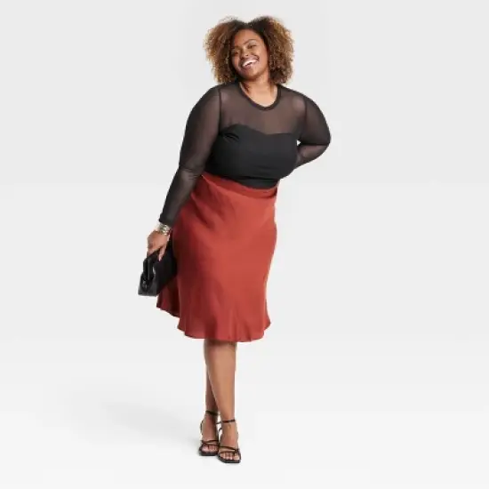 Women's Slim Fit Long Sleeve Lined Mesh T-Shirt - Ava & Viv&trade; image {2}