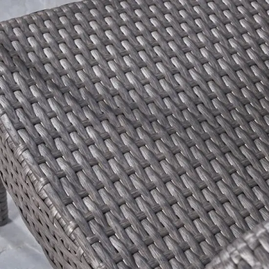 Sanders 3pc Acacia Wood & Wicker Bistro Set - Gray - Christopher Knight Home image {4}