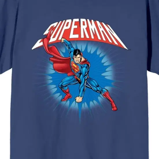 Superman Character Art Crew Neck Short Sleeve Navy Women's T-shirt image {1}