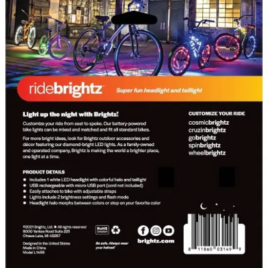 Brightz Ride LED - Flame: Silicone & ABS Bike Light, Handlebar & Seat Post Mount image {1}