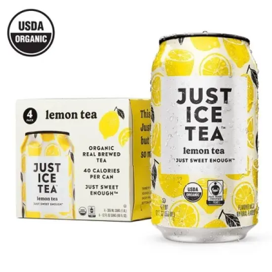 JUST ICE TEA Lemon Black Tea - 4pk/12 fl oz Cans image {1}