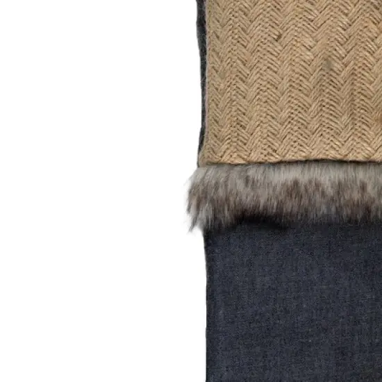 Northlight Burlap and Chambray Christmas Stocking - 20" image {2}