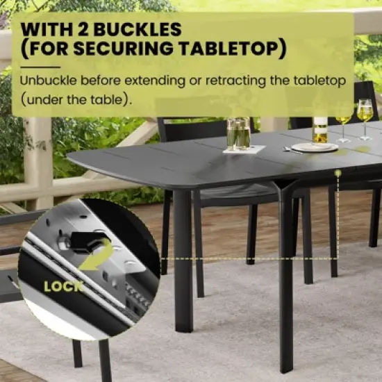 Crestlive Products Aluminum 9pc Extendable Patio Dining Set with Butterfly Leaf Rectangular Extension Table Expandable Outdoor Table with chairs image {10}