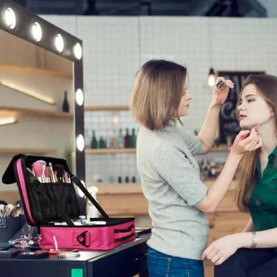 Byootique 13" Makeup Train Case Cosmetic Organized Bag Travel Storage Backpack image {8}