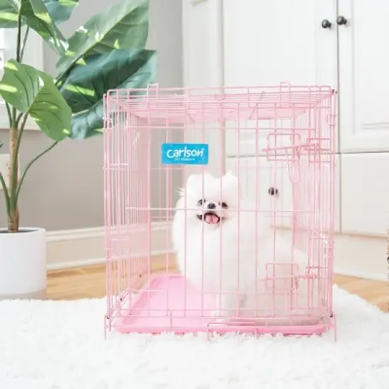 Carlson Single Door Wire Dog Crate - Pink S image {4}