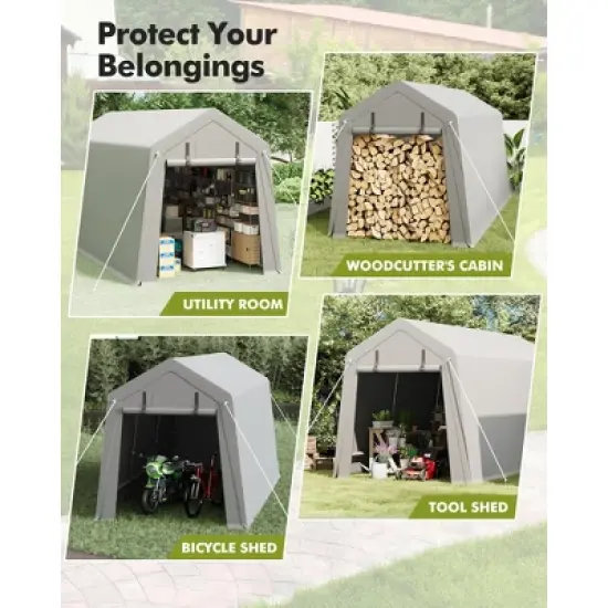 7X15Ft Outdoor Storage Shelter Shed with 2 Zipper Doors & Vents,Waterproof and UV Resistant Anti-Snow Portable Garage Tent,Easy to Assembly image {2}