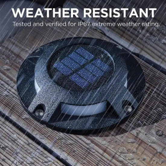 Home Zone Security&reg; Solar-Powered Waterproof Integrated LED Deck Lights, 20 Lumens, 4 Pack in Black image {3}