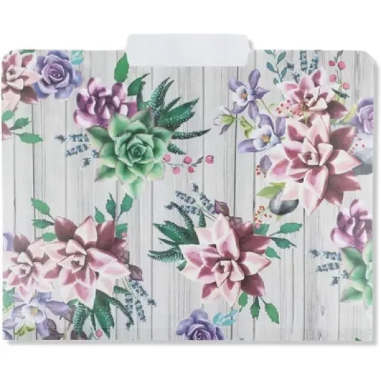 Paper Junkie 6-Pack Cactus Succulent Plastic File Cabinet Folders with 1/3 Cut Tab A4 Letter Size Document image {3}