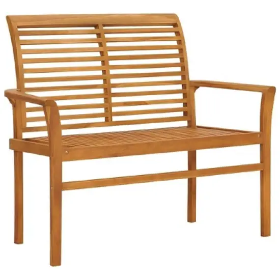 vidaXL Outdoor Patio Bench Garden Bench with Cushion for Porch Solid Wood Teak - Cream image {9}