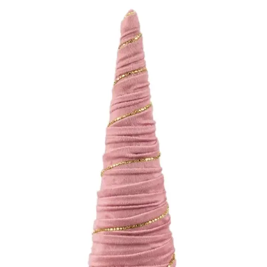 Northlight Twisted Cone Tree with Shiny Garland Christmas Decoration - 15.25" - Pink image {3}