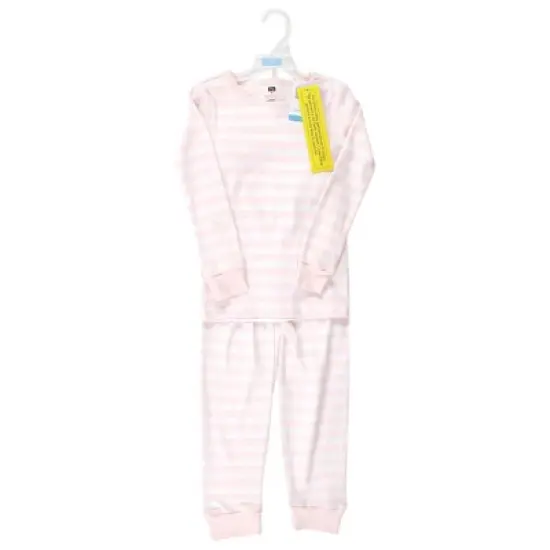 Hudson Baby Infant Girl Cotton Pajama Set, Soft Pink Stripe image {1}