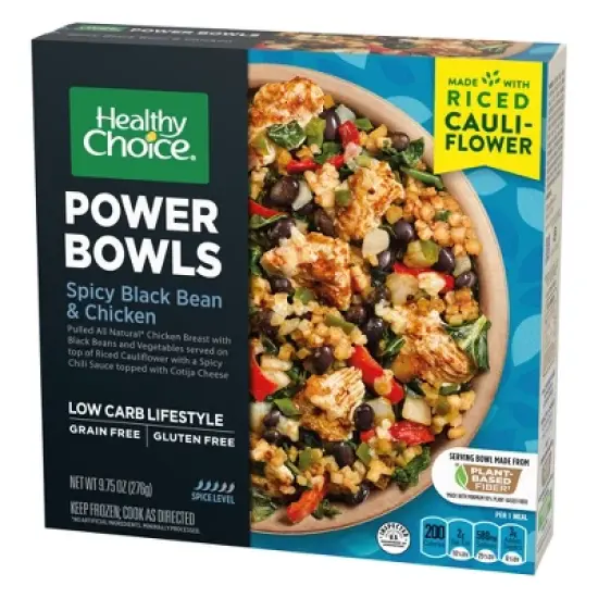 Healthy Choice Gluten Free Frozen Power Bowl Spicy Black Bean & Chicken with Riced Cauliflower - 9.75oz image {1}