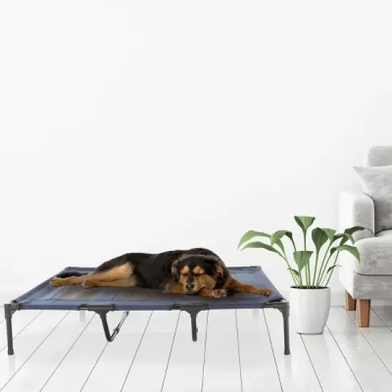 Elevated Dog Bed - 48x35.5-Inch Portable Pet Bed with Non-Slip Feet - Indoor/Outdoor Dog Cot or Puppy Bed for Pets up to 110lbs by PETMAKER (Blue) image {5}