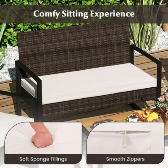 Costway 4 Piece Patio Furniture Set with Cushioned Chairs & Wood Plastic Coffee Table image {6}
