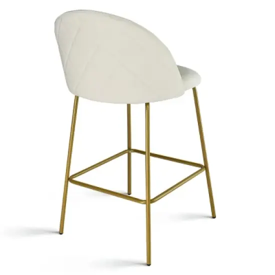 25" Nano Full Back Upholstered Counter Stool (Set Of 2) Gold Legs-Maison Boucle image {6}