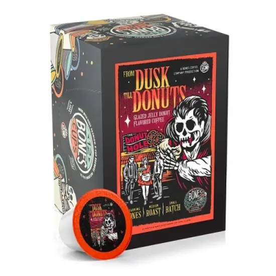 Bones Coffee From Dusk Till Donuts Jelly Donut Flavor 12ct Single-Serve Bones Cups Coffee Pods Compatible with Keurig Coffee Maker image {3}