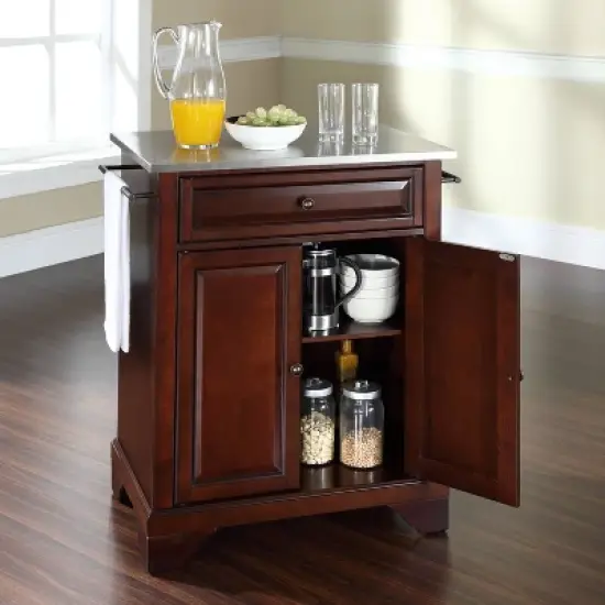 Lafayette Stainless Steel Top Portable Kitchen Island/Cart Mahogany - Crosley image {2}