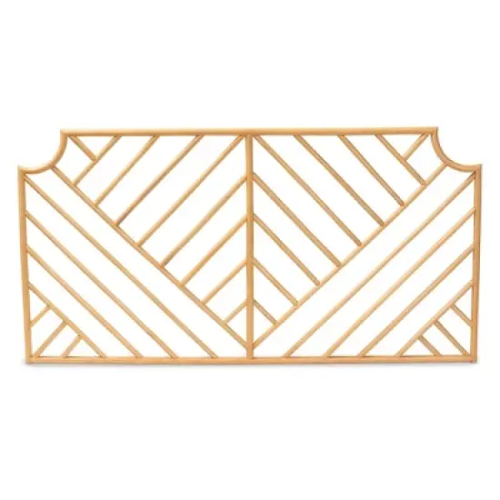 Queen Giza Rattan Wall Mount Headboard Natural/Brown - bali & pari: Handcrafted, Chevron Pattern, No Assembly Required image {2}