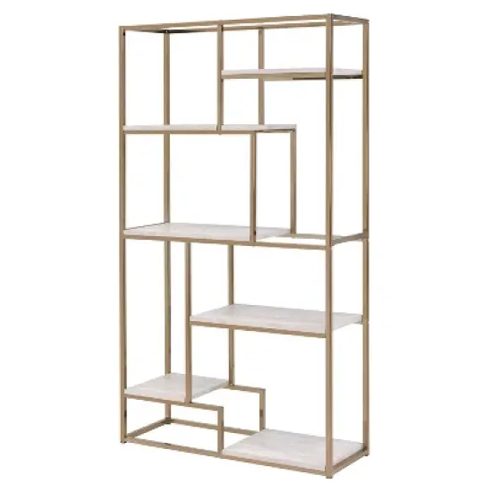 70.25" Amstil 6 Shelf Display Bookcase Champagne - miBasics image {2}