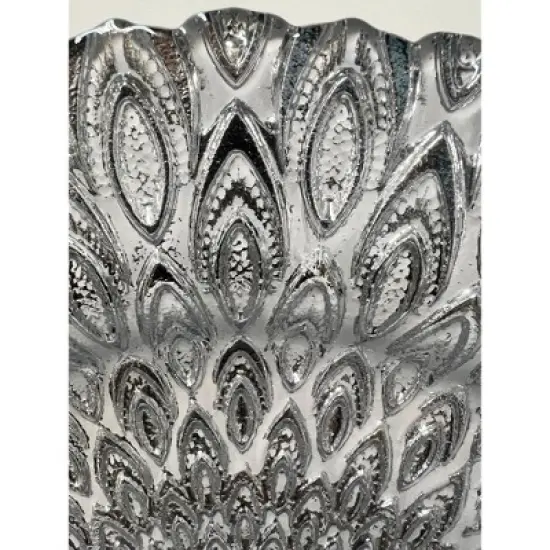 Essential Decor & Beyond 13.2" Modern Clear Glass Charger with Silver Pattern Set of 4 image {3}