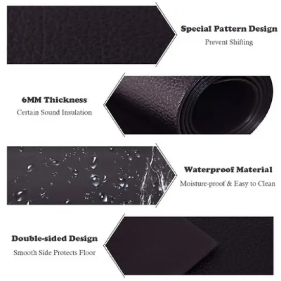 Costway 47''x24'' Exercise Equipment Mat High Density PVC Treadmill Mat Floor Protector Pad image {6}