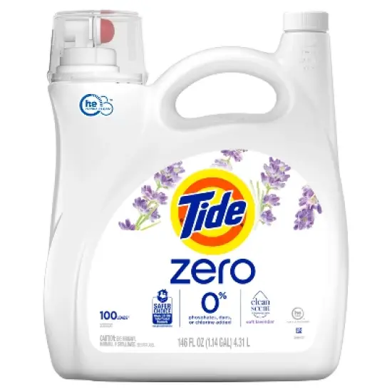 Tide Zero Soft Liquid Laundry Detergent - Lavender Scent image {8}