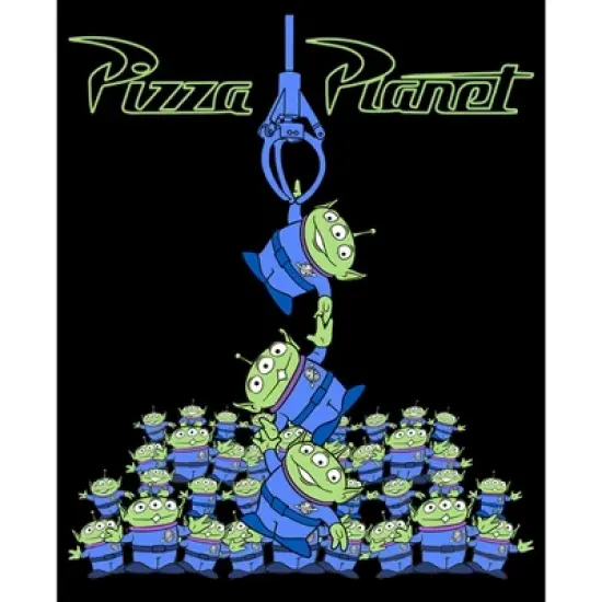 Men's Toy Story Pizza Planet Alien Claw Pile  T-Shirt - Black - 2X Big Tall image {1}