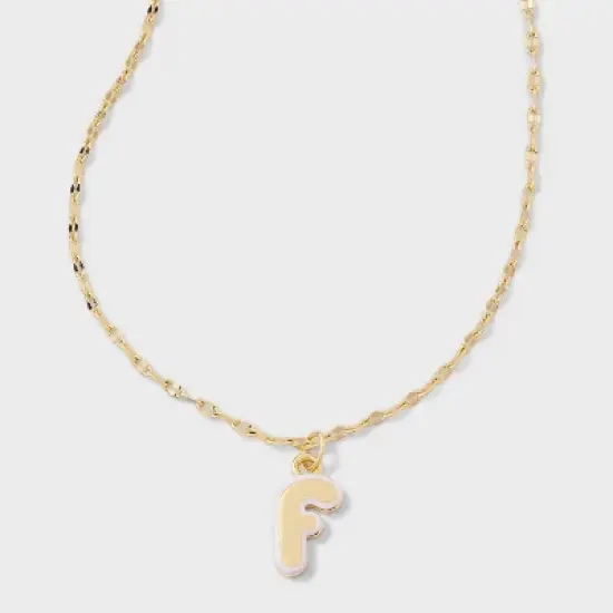 14K Gold Dipped Enamel Initial Pendant Necklace - A New Day&trade; Gold/White image {9}