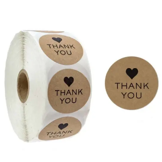 Kraft Paper Roll Stickers &ndash; Thank YouEnvelope Decoration Labels (2.5cm / 1 Inch) image {3}