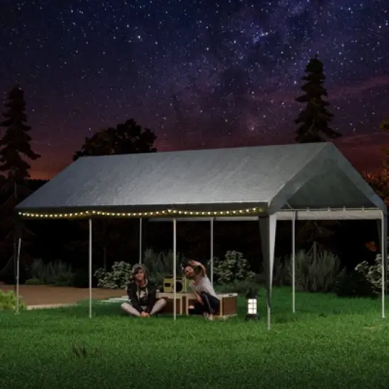 EROMMY Carports 12x20 Heavy Duty,Gray image {1}