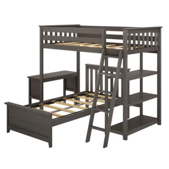 Max & Lily L-Shaped Twin over Twin Bunk Bed with Bookcase and Desk image {2}