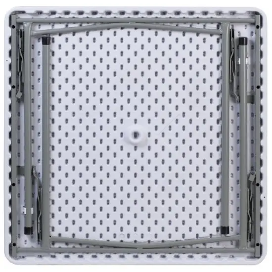 Emma and Oliver 2.81-Foot Square Granite White Plastic Folding Table - Card Table/Game Table image {6}