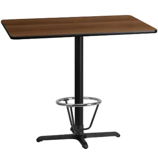 Flash Furniture 30'' x 48'' Rectangular Laminate Table Top with 23.5'' x 29.5'' Bar Height Table Base and Foot Ring image {5}