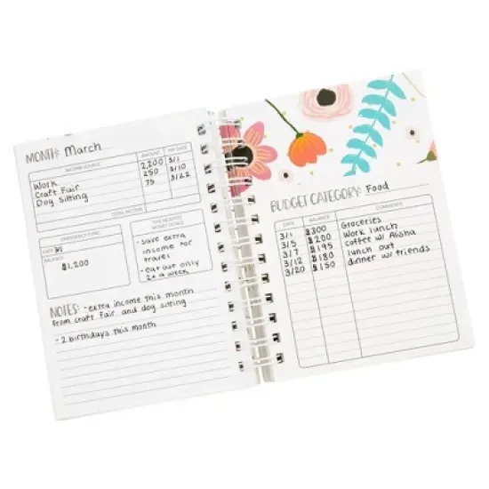 Paper Junkie Floral Monthly Budget Planner, Bill Organizer with 24 Pockets, Debt Payoff Tracker, Payment Checklist, 5 x 7 in image {3}