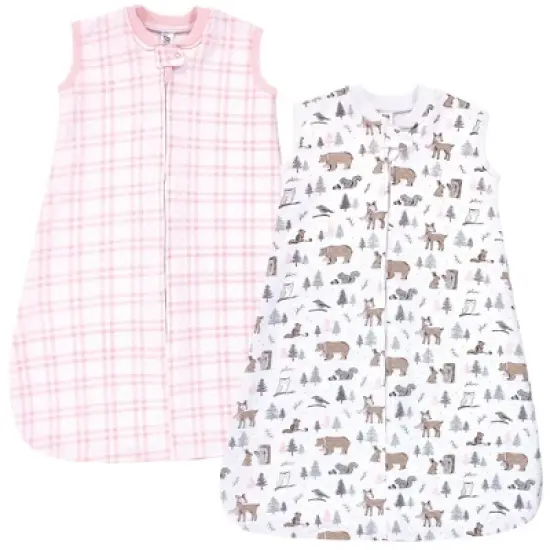 Hudson Baby Infant Girl Premium Quilted Sleeveless Sleeping Bag and Wearable Blanket, Winter Forest 2-Pack image {3}