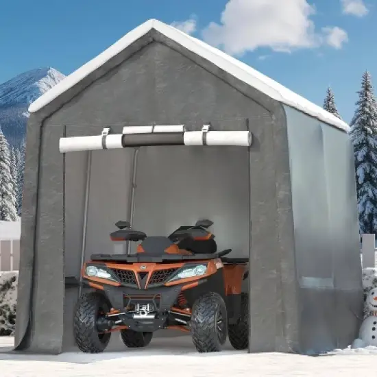 GustoWave 10x10FT Outdoor Portable Storage Shed with Roll-Up Door for Motorcycle, Garden and Tools image {5}