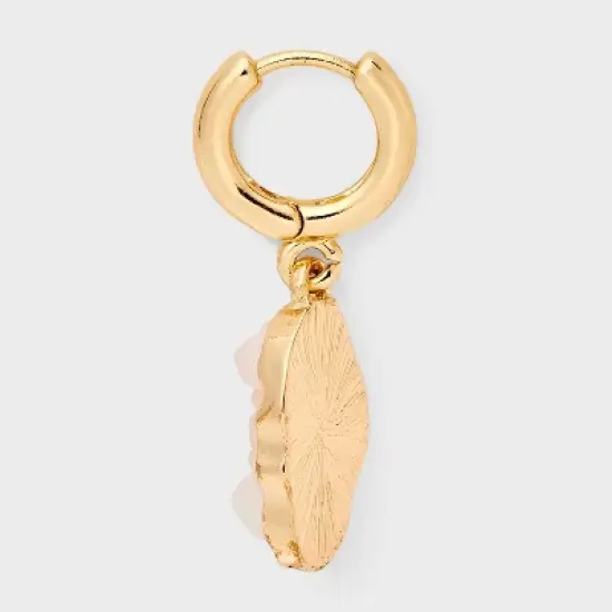 Labradorite Stone and Coin Hoop Earring Set 3pc - Universal Thread&trade; Gold image {2}