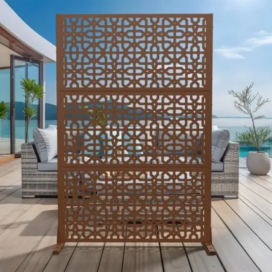 PexFix 72 in. x 47 in. Outdoor Privacy Screen Garden Fence in Perilla Pattern in Rust Color image {3}