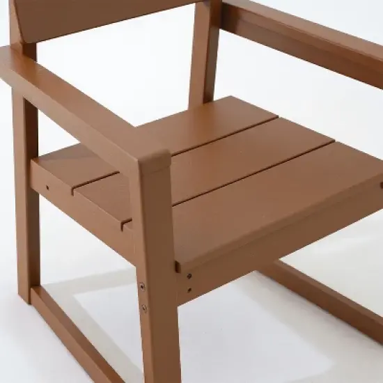 FIONECA 5-Piece HDPE Outdoor Dining Set with Umbrella Hole &uml;C Weather-Resistant Patio Table & 4 Armrest Chairs, Brown image {13}