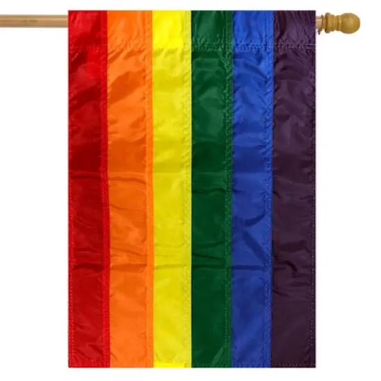 Rainbow Applique & Embroidered House Flag Pride 28" x 40" Briarwood Lane image {1}