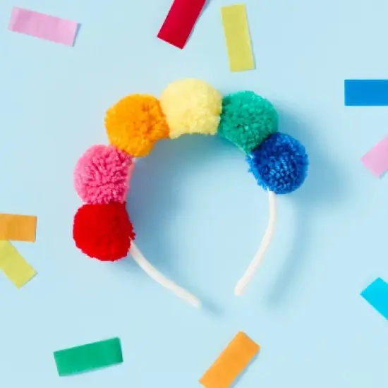 1ct Rainbow Pom-Pom Headband - Spritz&trade; image {1}