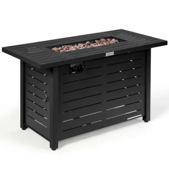 Costway 42'' Rectangular Propane Gas Fire Pit 60,000 Btu Heater Outdoor Table W/ Cover image {8}